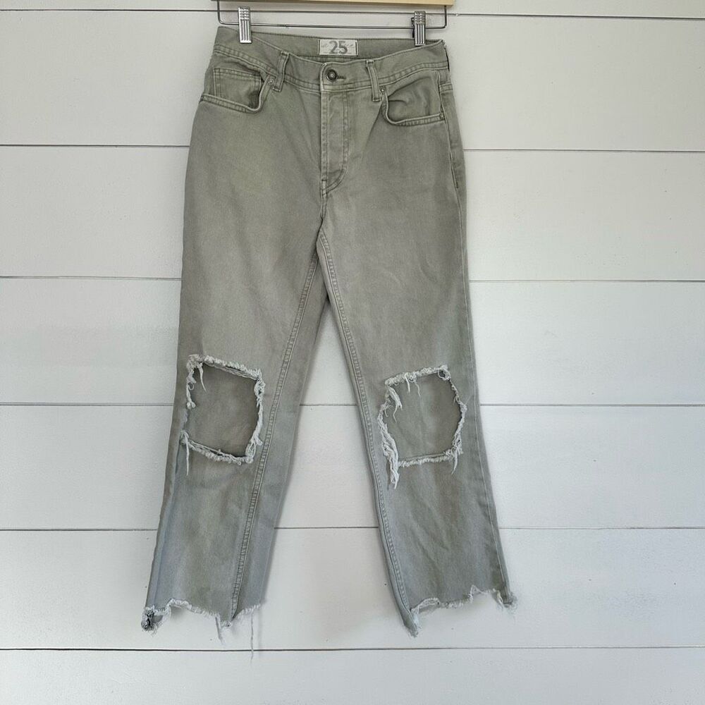 Free People women’s 25 Green Maggie Distressed Jeans